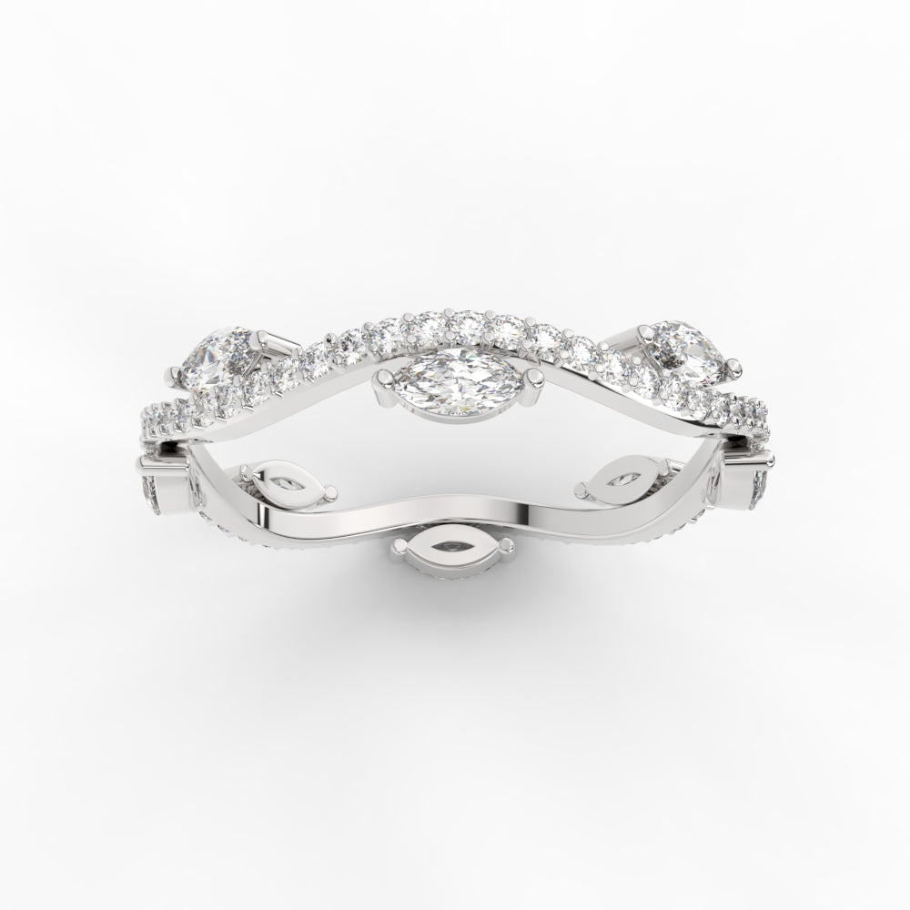1.15 Ct Leaf on Vine Wedding Band with Marquise Diamond