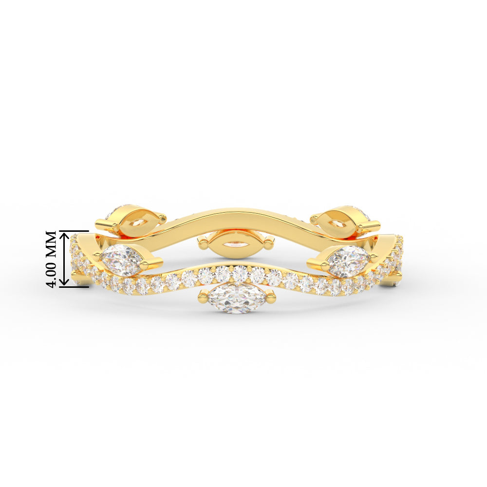 1.15 Ct Leaf on Vine Wedding Band with Marquise Diamond