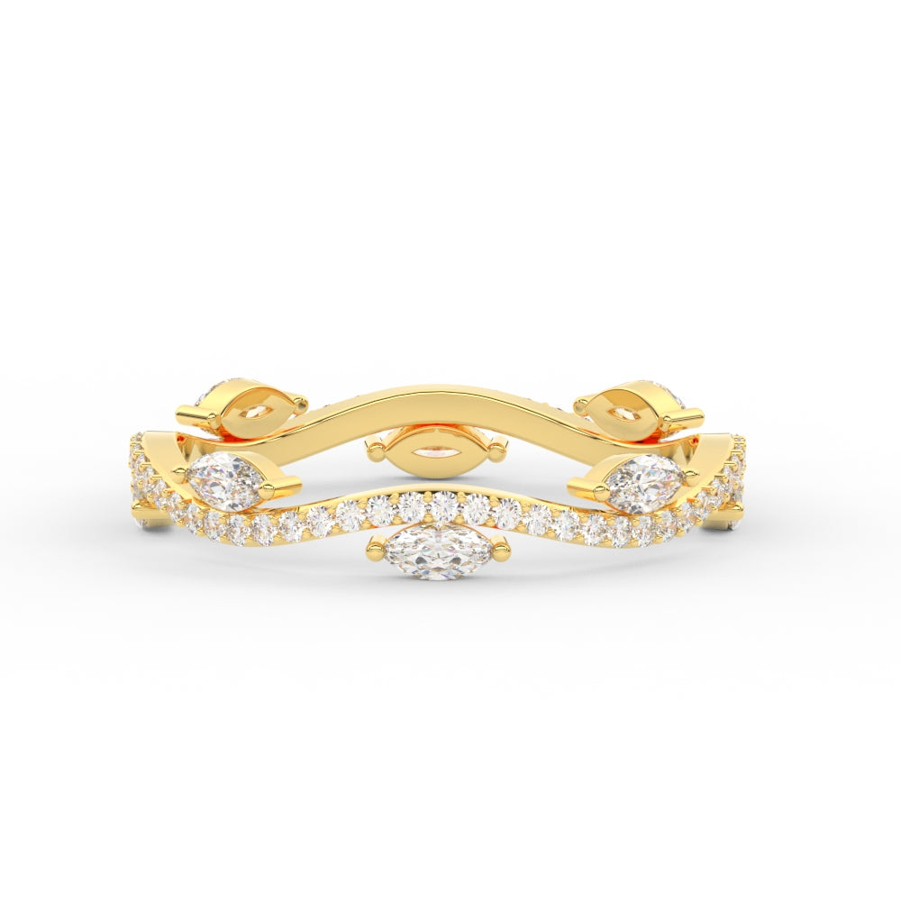 1.15 Ct Leaf on Vine Wedding Band with Marquise Diamond