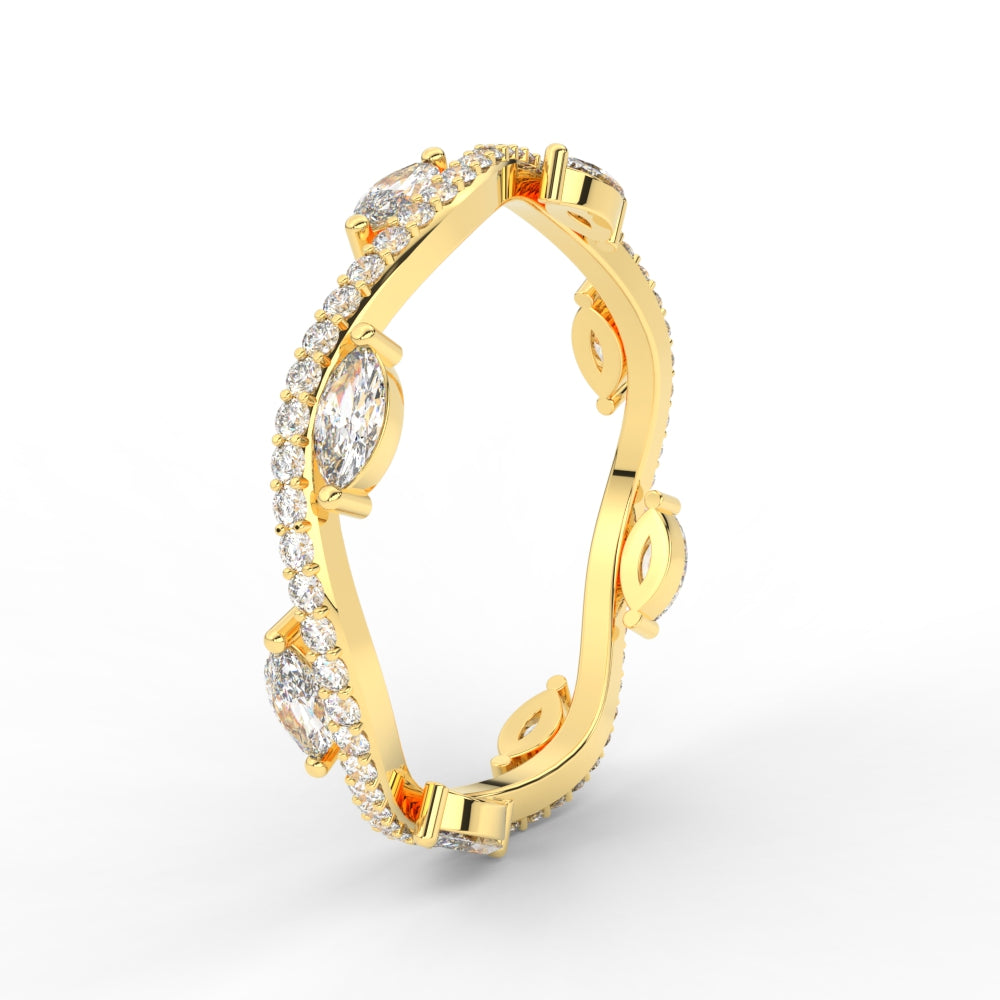 1.15 Ct Leaf on Vine Wedding Band with Marquise Diamond