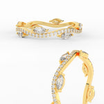 Load image into Gallery viewer, 1.15 Ct Leaf on Vine Wedding Band with Marquise Diamond

