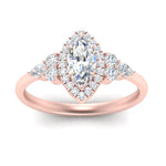 Load image into Gallery viewer, Lab Marquise Cut diamond Halo Engagement Rings 14K Rose Gold

