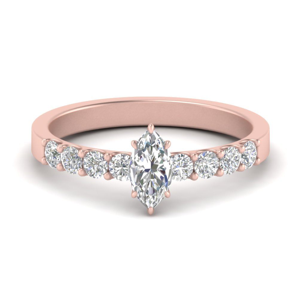 Lab Diamond Side Stone Engagement Ring 14K Gold