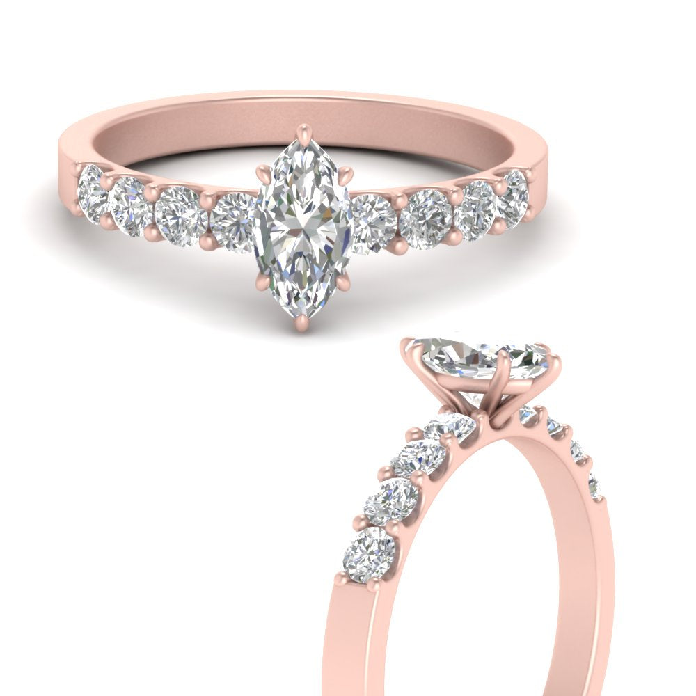 Lab Diamond Side Stone Engagement Ring 14K Gold
