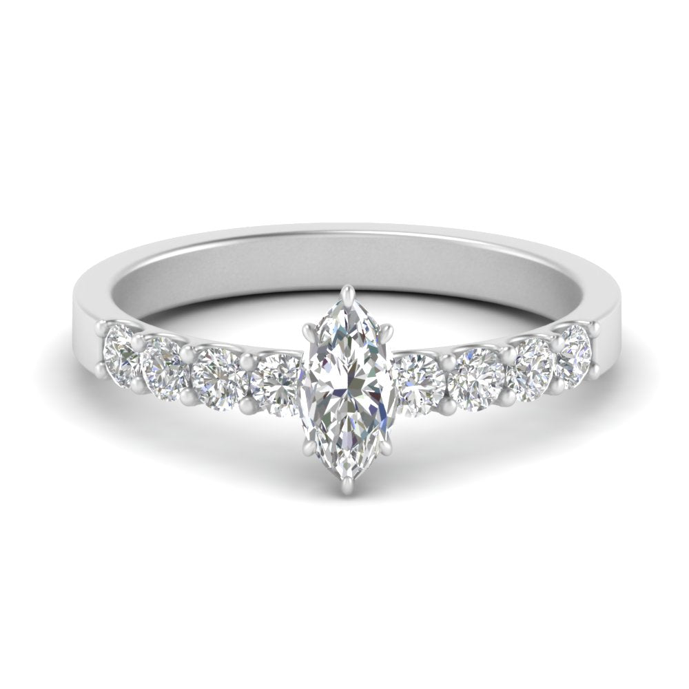 Lab Diamond Side Stone Engagement Ring 14K Gold