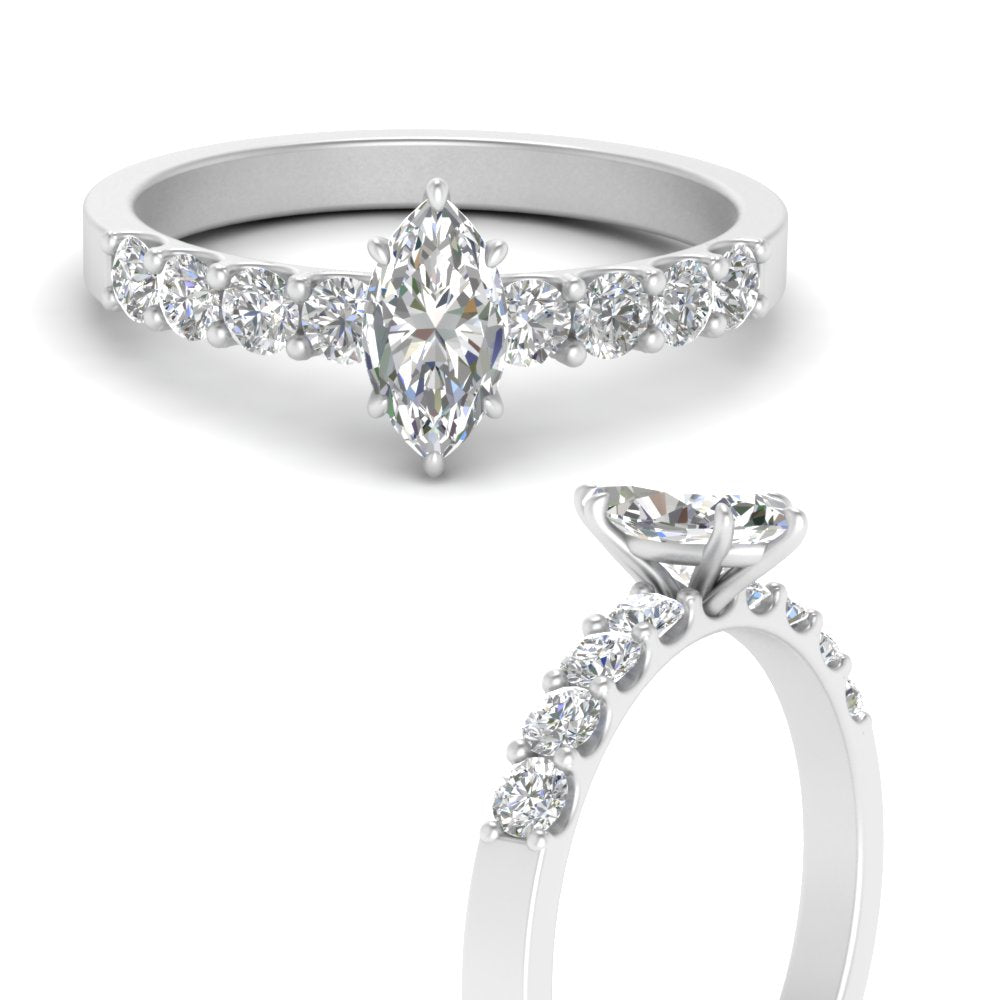 Lab Diamond Side Stone Engagement Ring 14K Gold