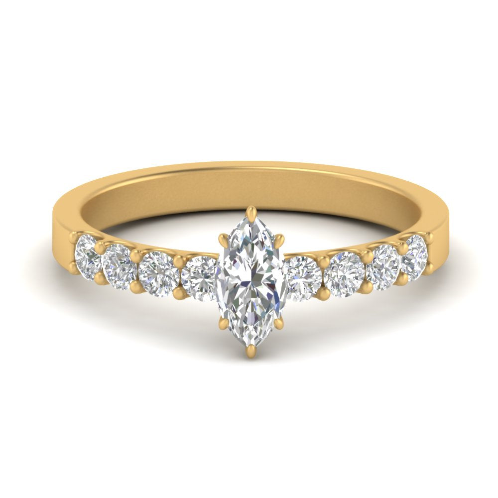 Lab Diamond Side Stone Engagement Ring 14K Gold