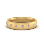 Round Cut Lab Diamond Station Band For Mens 14k Yellow Gold|Cuts & Carat