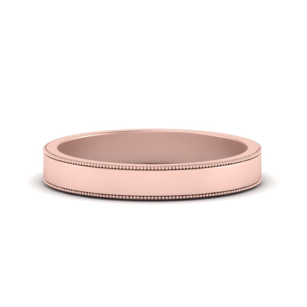 Flat Milgrain Stackable Mens Wedding Band In 14K Rose Gold | Cuts & Carat