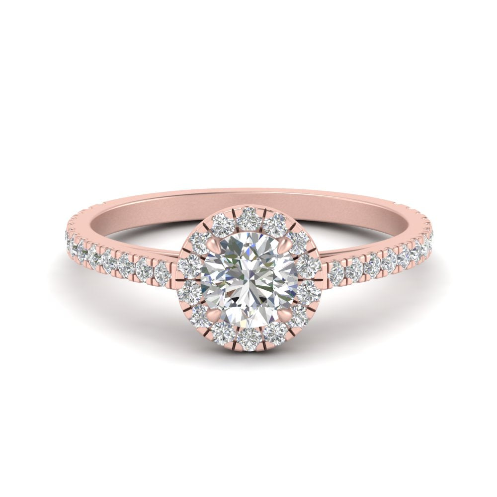 1 Carat Lab Grown Diamond Halo Petite Engagement Ring 14K Rose Gold