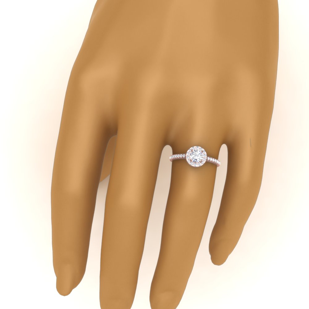 1 Carat Lab Grown Diamond Halo Petite Engagement Ring 14K Rose Gold