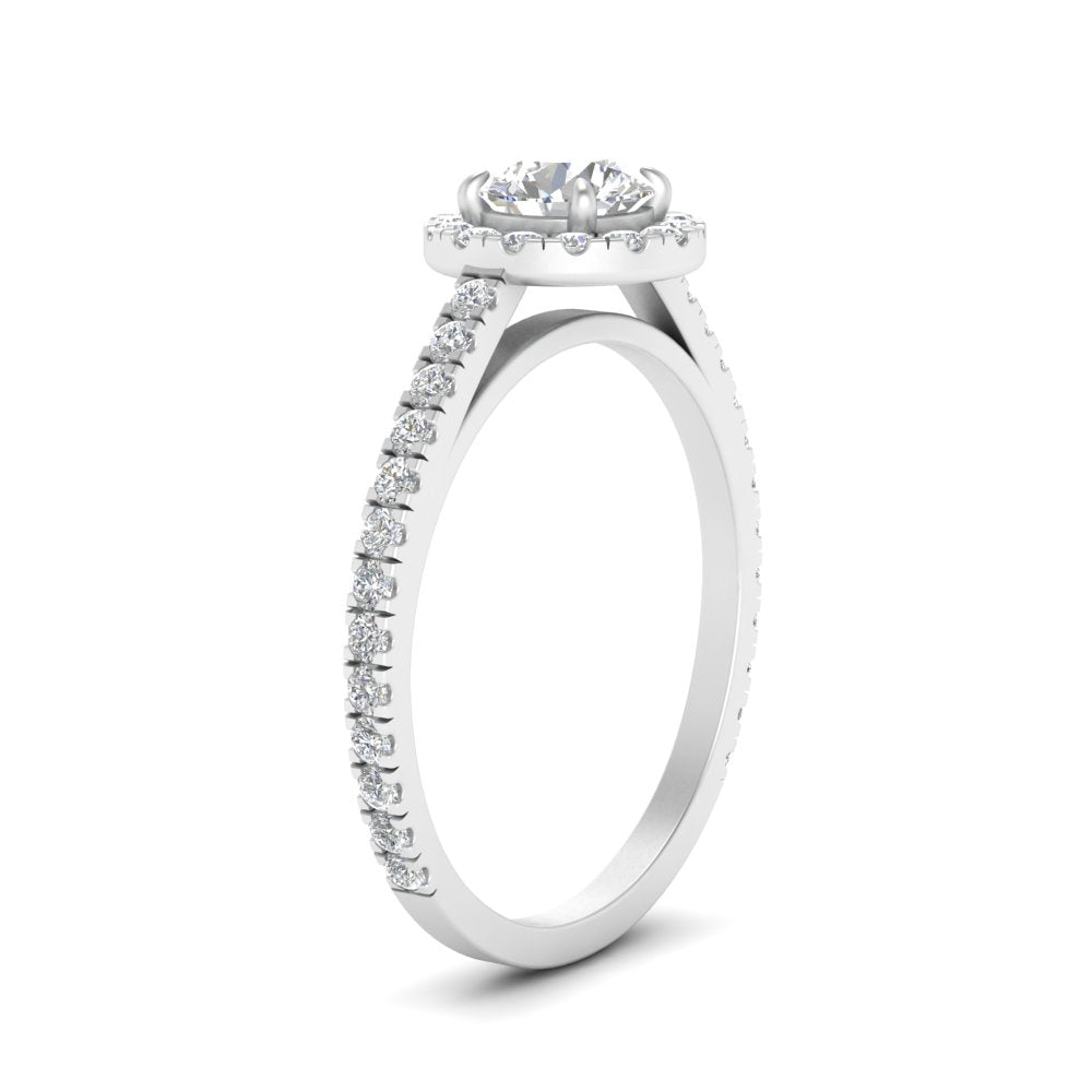 1 Carat Lab Grown Diamond Halo Petite Engagement Ring 14K White Gold