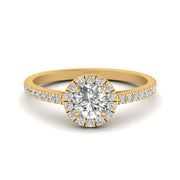1 Carat Lab Grown Diamond Halo Petite Engagement Ring 14K Yellow Gold