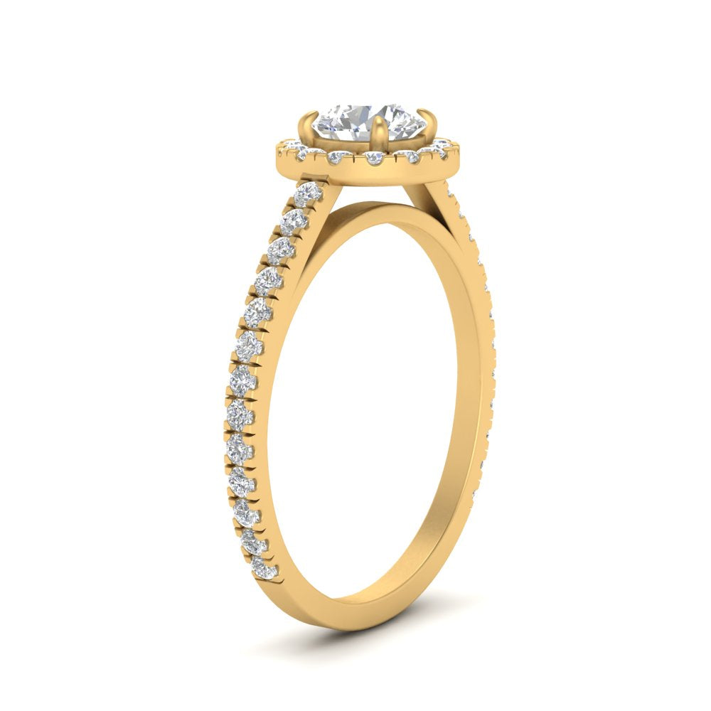 1 Carat Lab Grown Diamond Halo Petite Engagement Ring 14K Yellow Gold