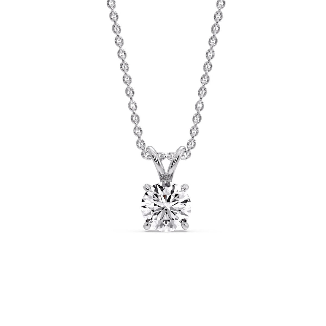 Fancy Lab Round Cut Colored Diamond Solitaire Pendant
