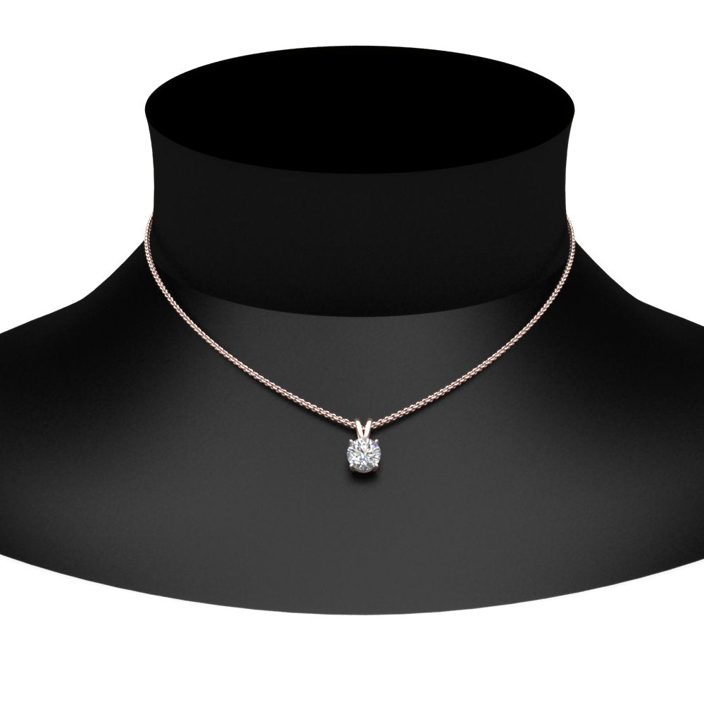 Round Cut Lab Diamond 4 Prong Solitaire Pendant For Women