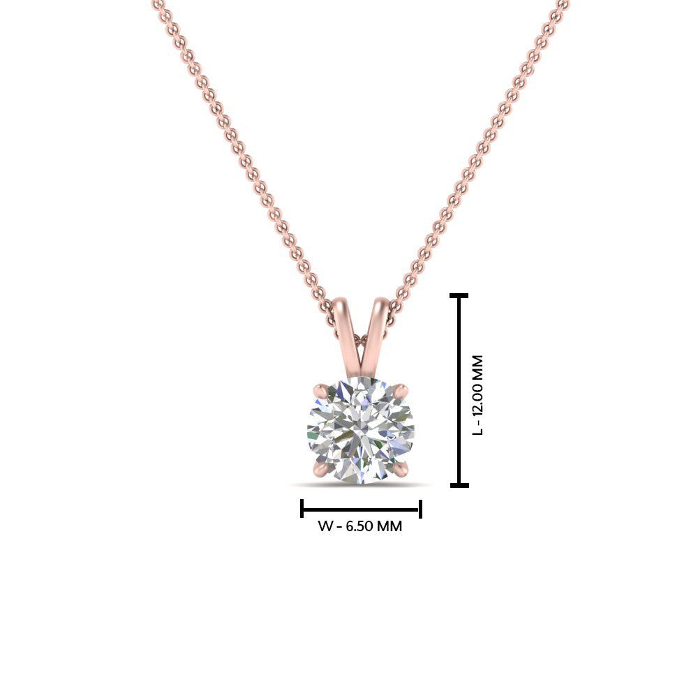 Round Cut Lab Diamond 4 Prong Solitaire Pendant For Women