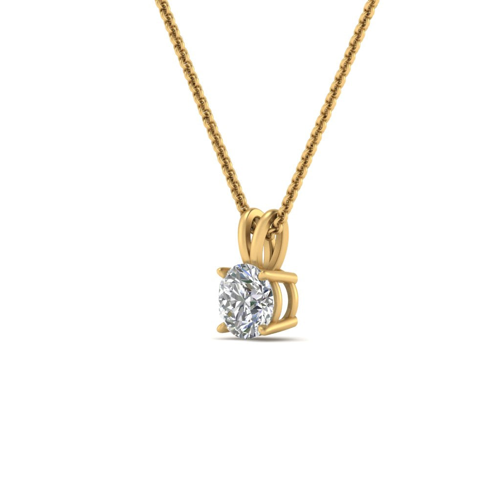 Round Cut Lab Diamond 4 Prong Solitaire Pendant For Women