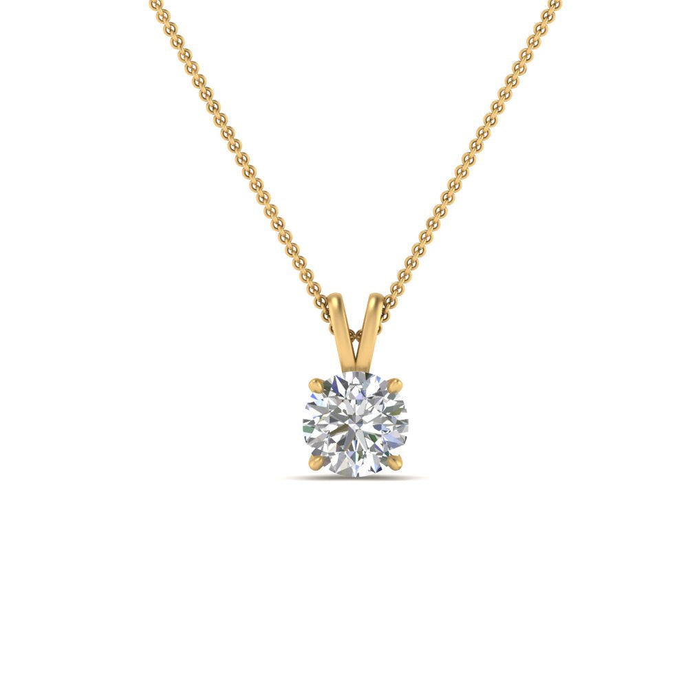 Round Cut Lab Diamond 4 Prong Solitaire Pendant For Women