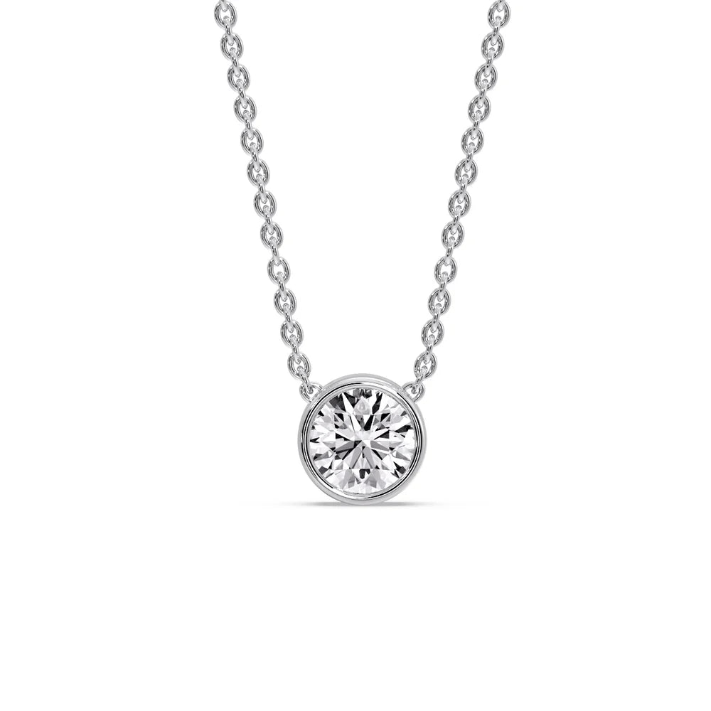 Fancy Lab Diamond Colored Round Bezel Solitaire Pendant
