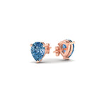 Load image into Gallery viewer, one-carat-vivid-blue-pear-cut-3-prong-earring-in-rose-gold-fdear10411peblueangle4-1.00ct-nl-rg.jpg