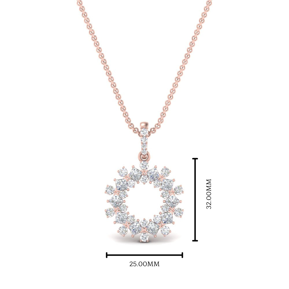 1.60 Ctw Round Cut Lab Diamond Open Cluster Pendant For Women 14K Gold