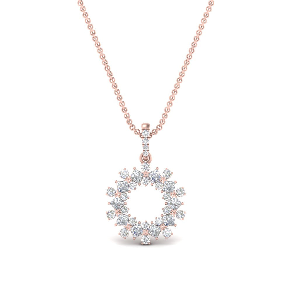 1.60 Ctw Round Cut Lab Diamond Open Cluster Pendant For Women 14K Gold