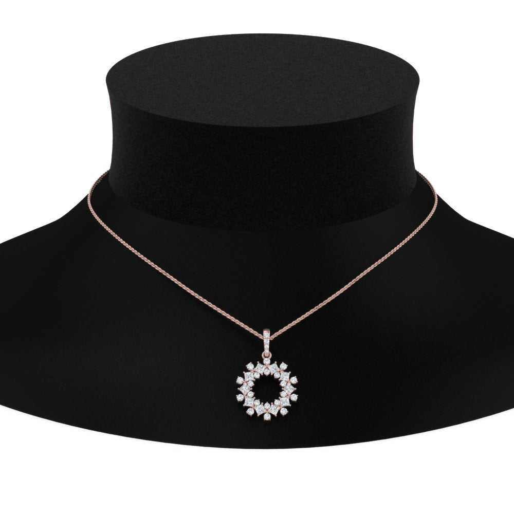 Lab Diamond Open Cluster Pendant For Women 14K Gold