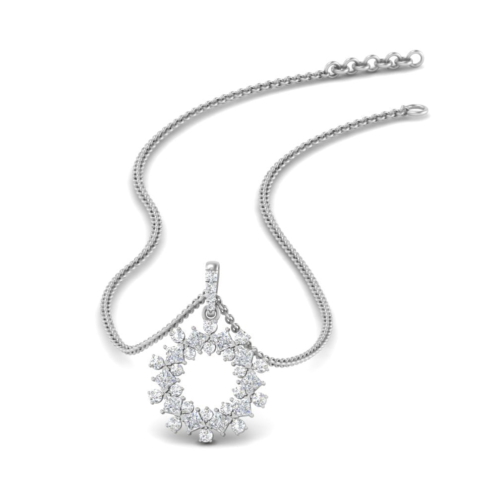 Lab Diamond Open Cluster Pendant For Women 14K Gold