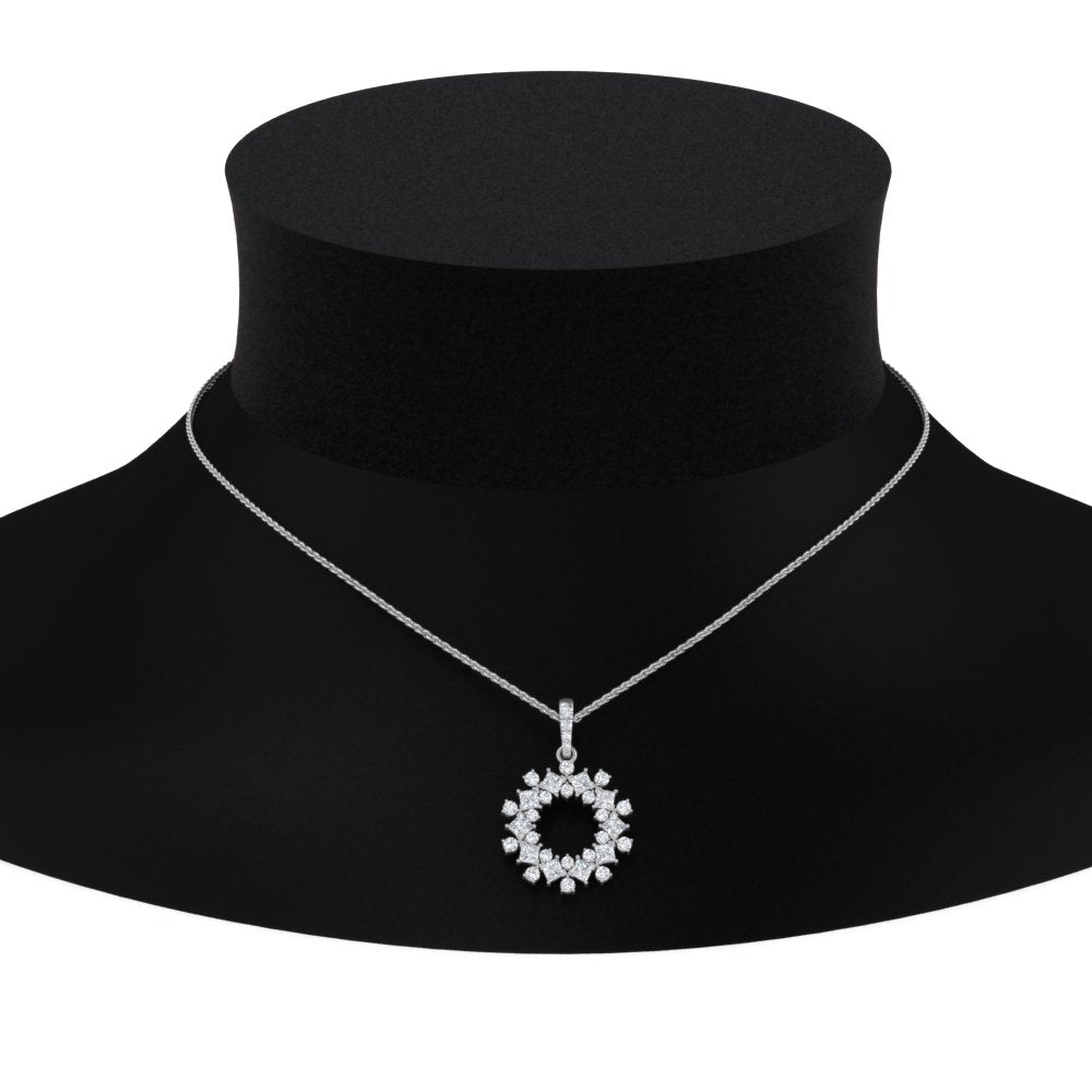 Lab Diamond Open Cluster Pendant For Women 14K Gold