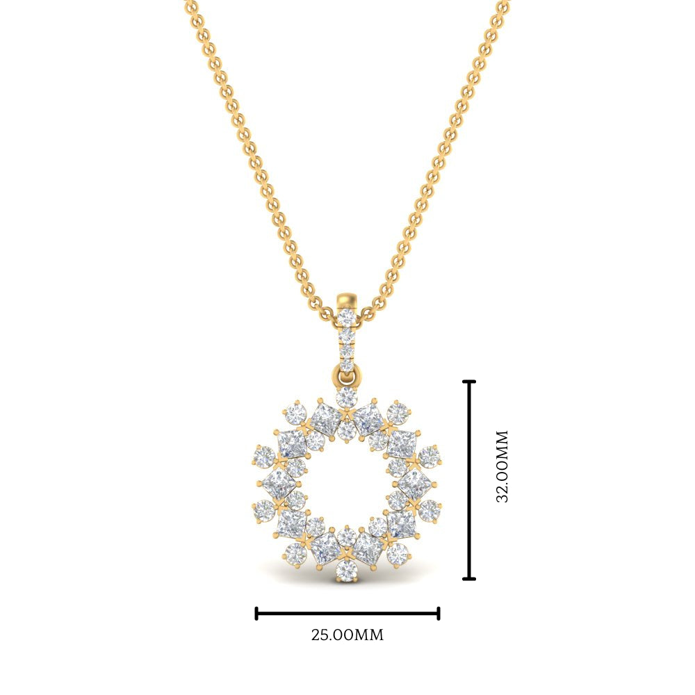 Lab Diamond Open Cluster Pendant For Women 14K Gold