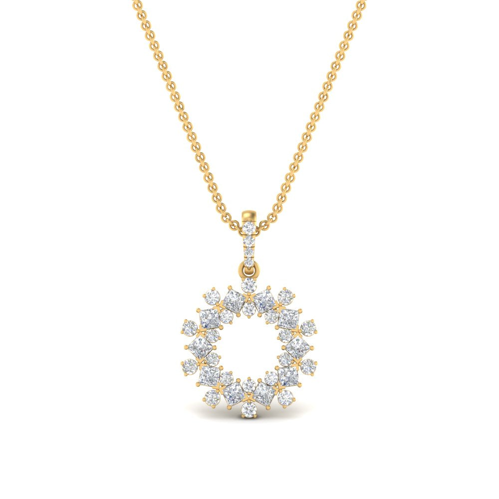 Lab Diamond Open Cluster Pendant For Women 14K Gold