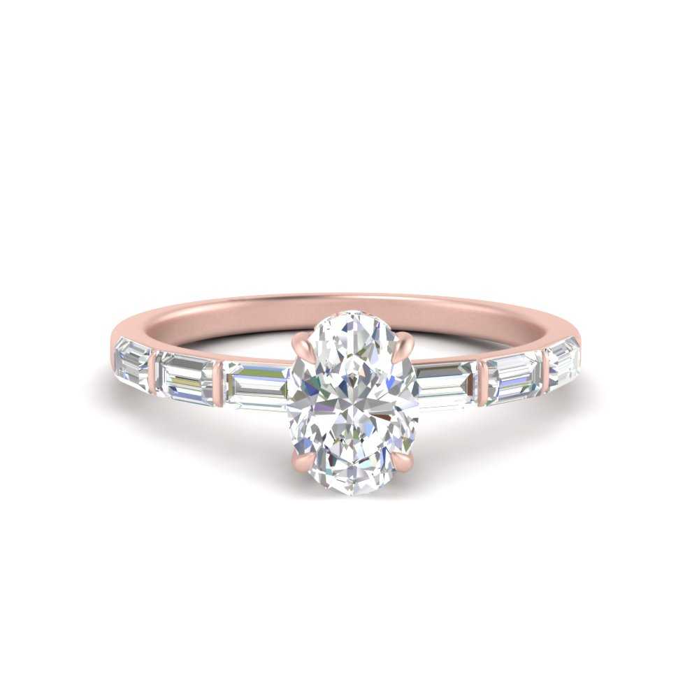 Lab Grown Oval Shaped Diamond Halo Engagement Rings 14K Rose Gold