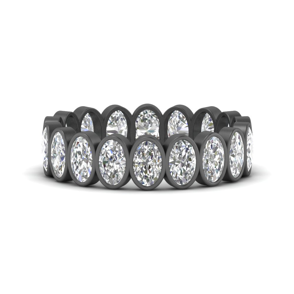 Bezel Lab Diamond Oval Cut Eternity Women Ring In 14K Black Gold | Cuts & Carat