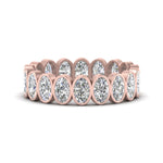 Load image into Gallery viewer, Bezel Lab Diamond Oval Cut Eternity Women Ring In 14K Rose Gold | Cuts &amp; Carat
