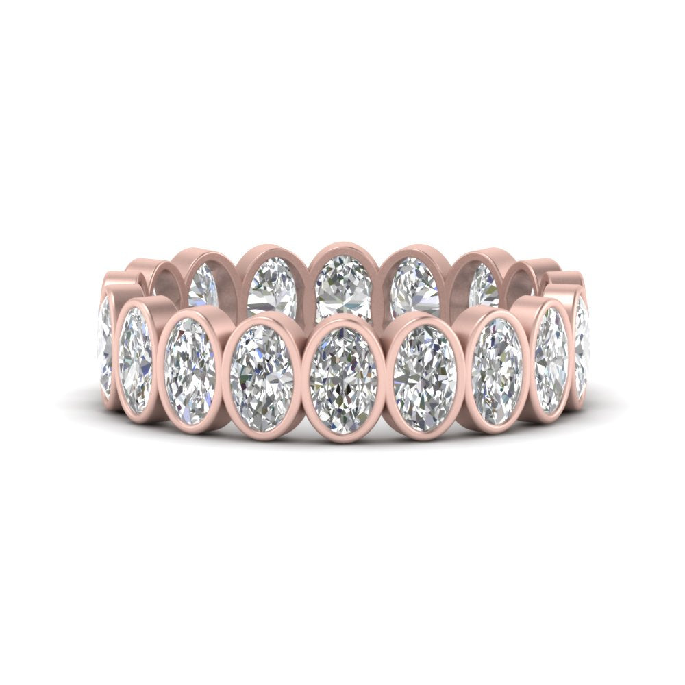 Bezel Lab Diamond Oval Cut Eternity Women Ring In 14K Rose Gold | Cuts & Carat