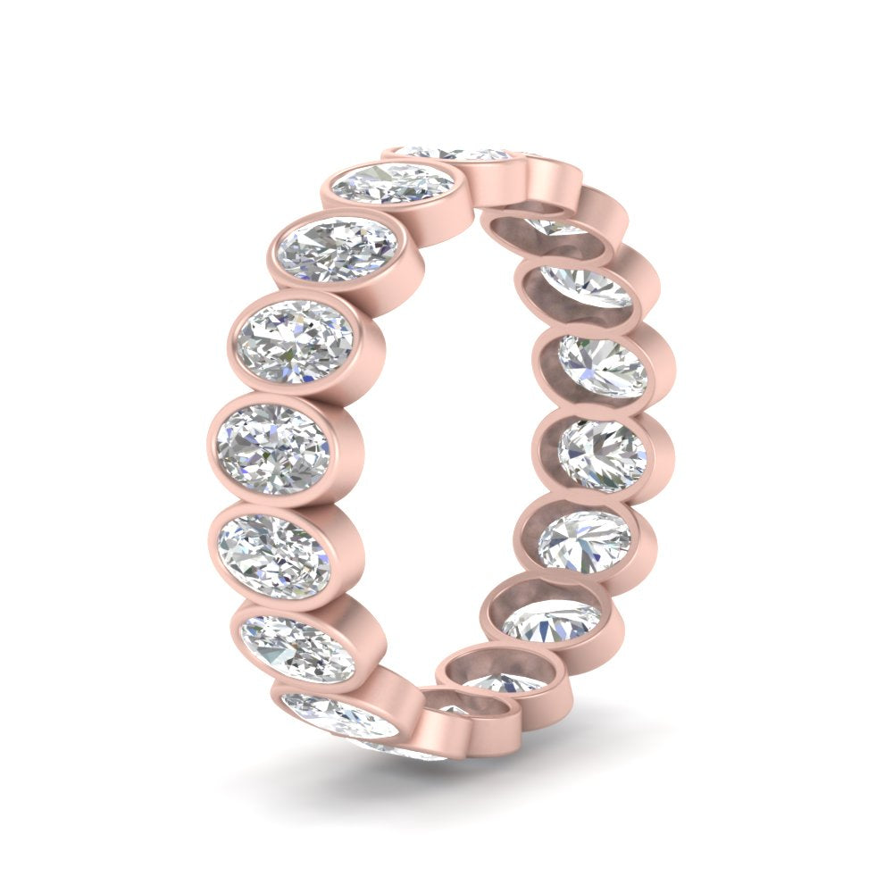 Bezel Lab Diamond Oval Cut Eternity Women Ring In 14K Rose Gold | Cuts & Carat