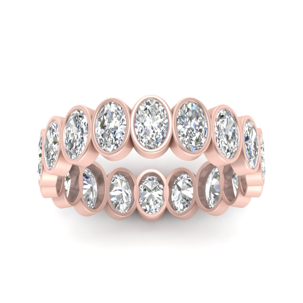 Bezel Lab Diamond Oval Cut Eternity Women Ring In 14K Rose Gold | Cuts & Carat