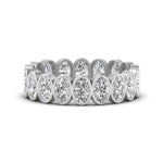 Load image into Gallery viewer, Bezel Lab Diamond Oval Cut Eternity Women Ring In 14K White Gold | Cuts &amp; Carat
