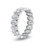 Load image into Gallery viewer, Bezel Lab Diamond Oval Cut Eternity Women Ring In 14K White Gold | Cuts &amp; Carat
