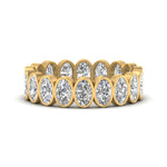 Load image into Gallery viewer, Bezel Lab Diamond Oval Cut Eternity Women Ring In 14K Yellow Gold | Cuts &amp; Carat
