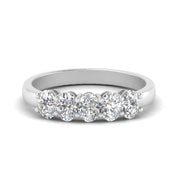 0.50 Ctw To 5 Ctw Oval Cut Five Stone Lab Diamond Wedding Band 14K Gold