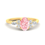 Load image into Gallery viewer, Fancy Lab Color Oval Cut Diamond Marquise Floral Engagement Ring