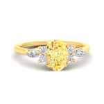 Load image into Gallery viewer, Fancy Lab Color Oval Cut Diamond Marquise Floral Engagement Ring
