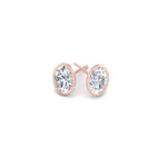 Load image into Gallery viewer, 0.50 To 5 Carat Lab Diamond Oval Stud Bezel Set Earring For Women 14K Gold
