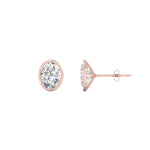 Load image into Gallery viewer, 0.50 To 5 Carat Lab Diamond Oval Stud Bezel Set Earring For Women 14K Gold
