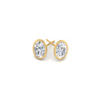 Load image into Gallery viewer, 0.50 To 5 Carat Lab Diamond Oval Stud Bezel Set Earring For Women 14K Gold
