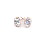 Load image into Gallery viewer, 0.50 To 5 Carat Lab Diamond Oval Stud Bezel Set Earring For Women 14K Gold

