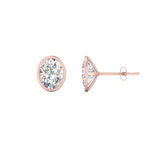 Load image into Gallery viewer, 0.50 To 5 Carat Lab Diamond Oval Stud Bezel Set Earring For Women 14K Gold
