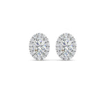 Load image into Gallery viewer, Halo Lab Diamond Oval Shape Stud Women Earring In 14K White Gold | Cuts &amp; Carat
